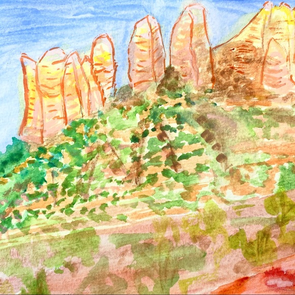 Sedona Arizona Landscape Watercolor Painting Arts - Picture 3 of 9